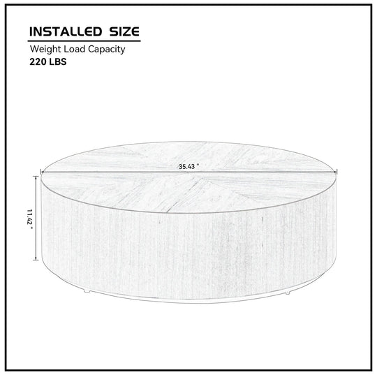 - Modern Drum Coffee Table with Pedestal Base (No Assembly) - 35.43"