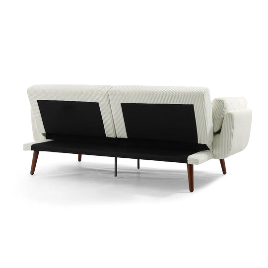 73" W Upholstered Corduroy Convertible Sleeper Sofa Bed with Pillows