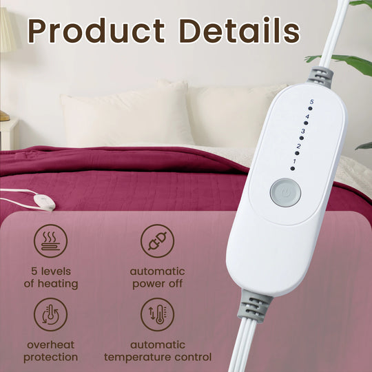Flannel Electric Heated Blanket with Controller