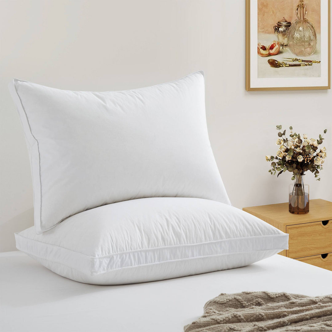 Set of 2 100% Organic Cotton down Feather Pillow-In-A-Pillow Design Bed Pillow