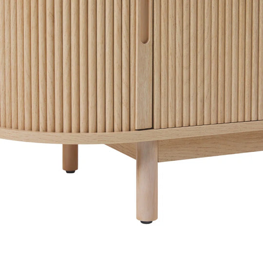Dragelin Modern Reeded TV Stand with Open Storage