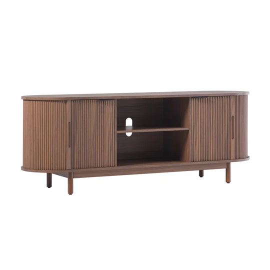 Dragelin Modern Reeded TV Stand with Open Storage