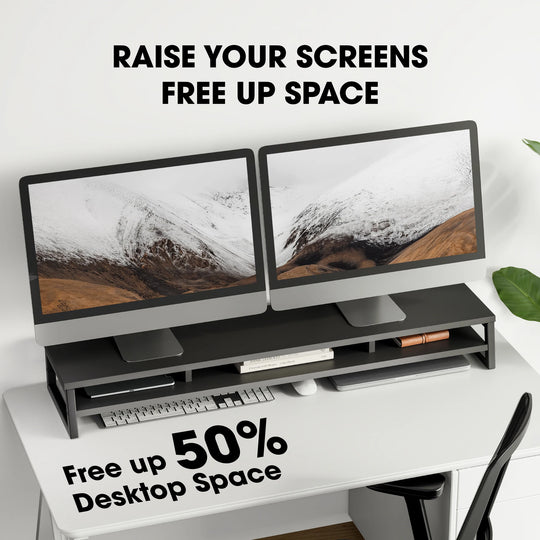 Fenge Dual Monitor Stand Riser for Desk, 42.5In Large Monitor Stand for 2 Monitor - 42.5X9.2X5.4 Inches