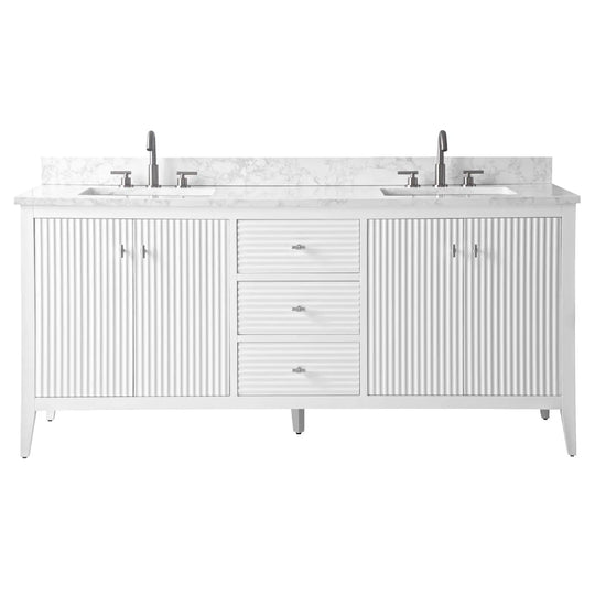 72" Double Sink Bathroom Vanity Cabinet with Engineered Marble Top