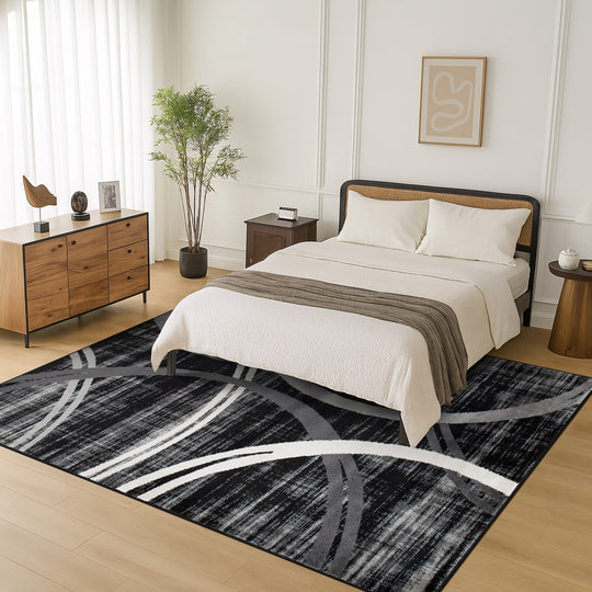 Contemporary Abstract Circles Design Area Rug