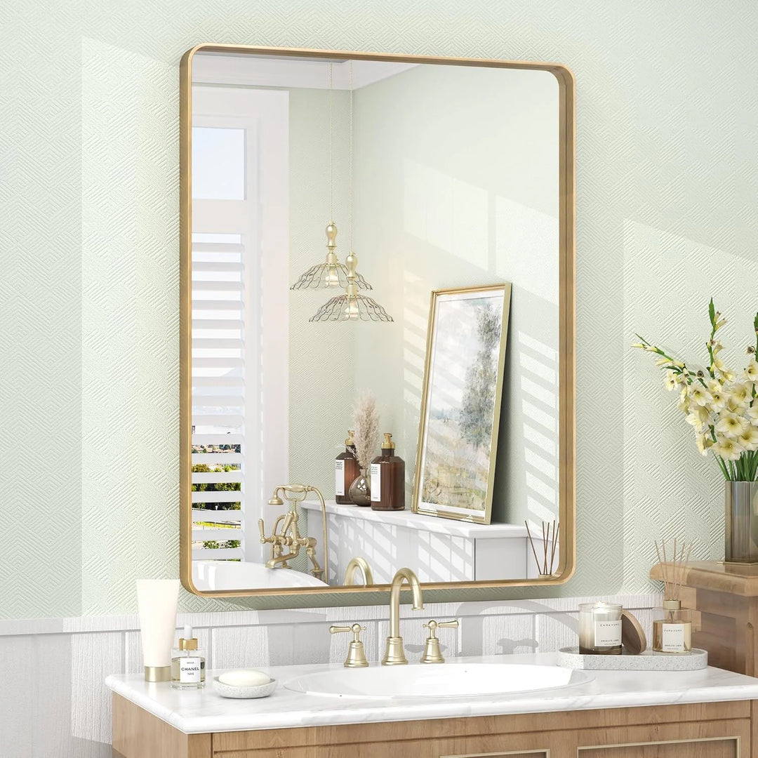 Aluminum Alloy Framed Tempered Glass Wall Decor Vanity Bathroom Mirror
