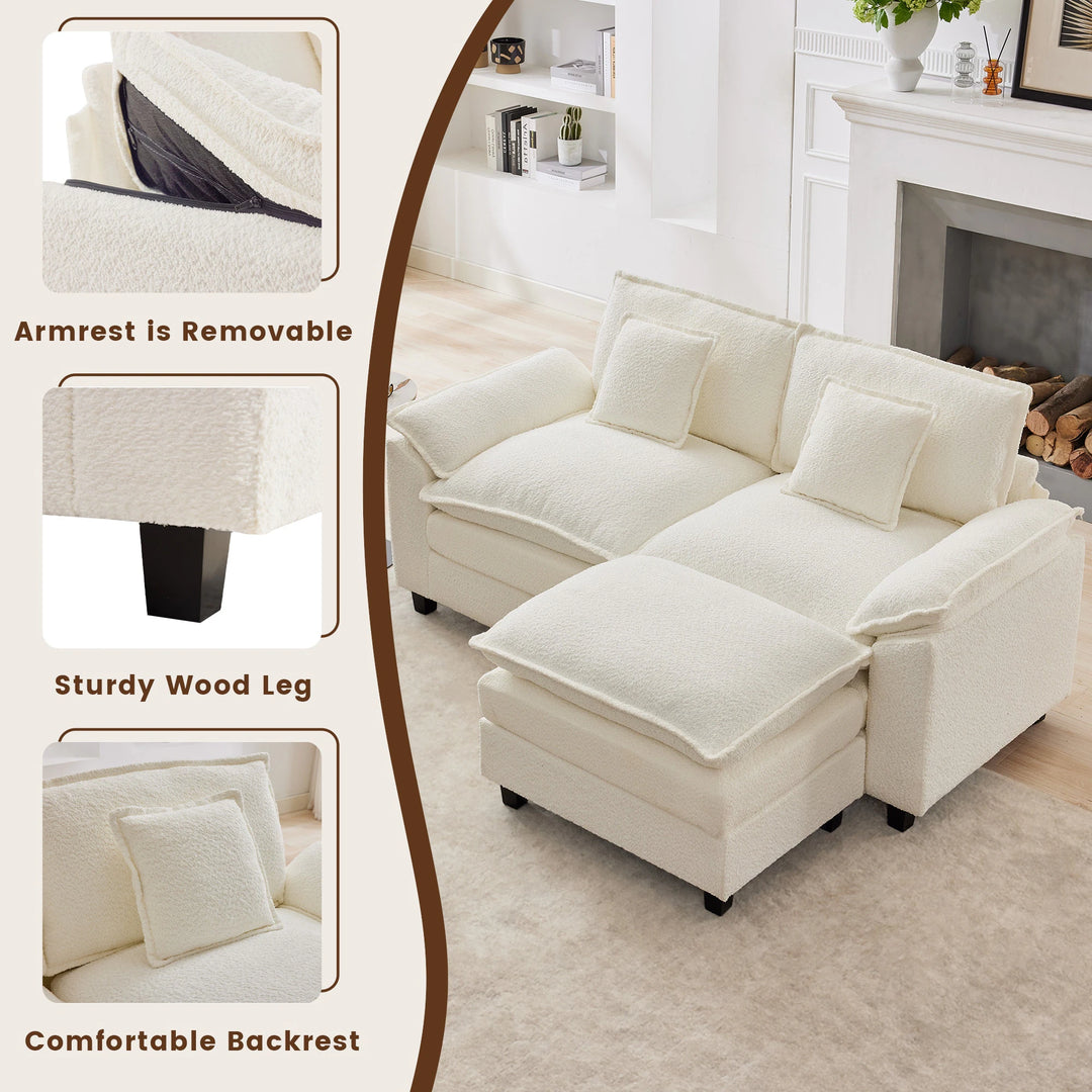 Modular Chenille Sectional Sofa with Ottomans, Deep Seat, Wide Padded Armrests, 2-Seat / 3-Seat / 4-Seat Options