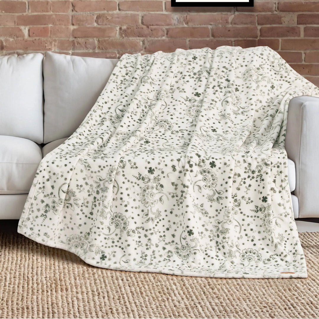 Lucky Clovers Plush Throw Blankets