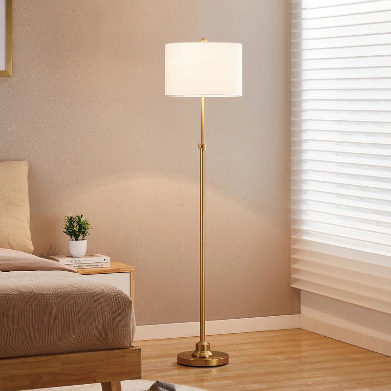 63.5" Standard Adjustable Floor Lamp with Fabric Linen Shade