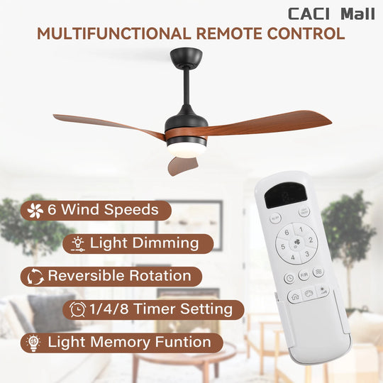 Sofucor 52/60 Inch Ceiling Fan with Integrated LED Light and Remote Control Quiet DC Motor
