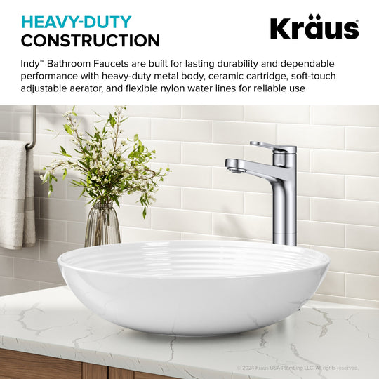 Indy Single Handle Vessel Bathroom Faucet with Pop up Drain