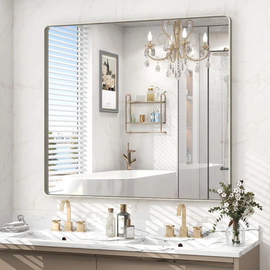 Aluminum Alloy Framed Tempered Glass Wall Decor Vanity Bathroom Mirror