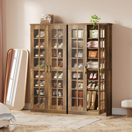 8-Tier Modern Shoe Storage Cabinet with Doors and Adjustable Shelves