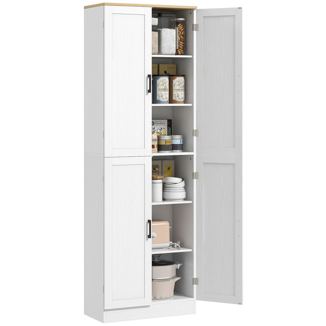 67" Freestanding Kitchen Pantry, 4-Door Storage Cabinet Organizer with Adjustable Shelves, Kitchen Cabinet