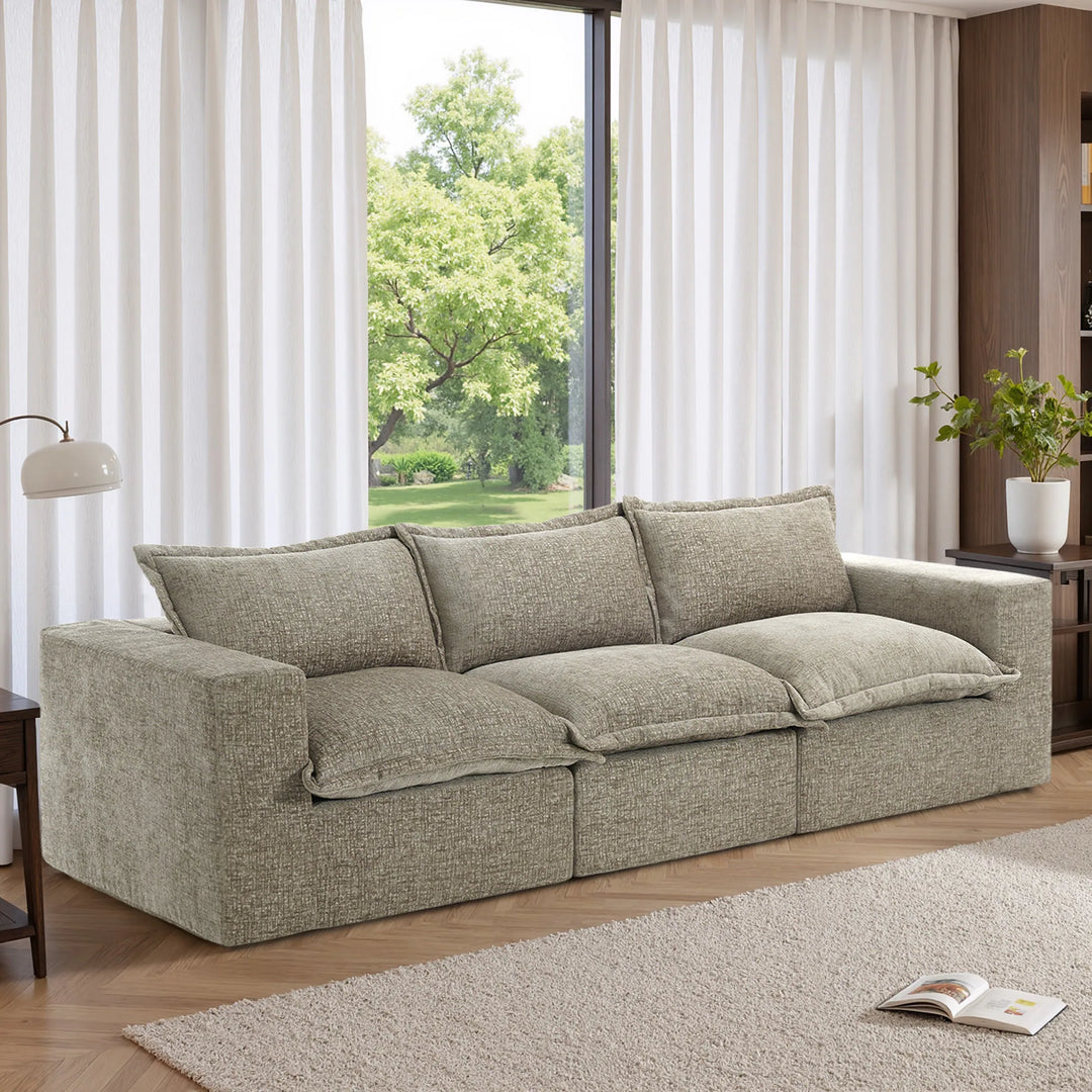 No Assembly Chenille Modular Sectional Sofa Comfy Cloud Couch