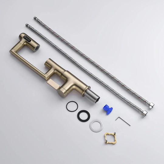 Rotatable Bathroom Faucet with Temperature Display in Fahrenheit (Batteries-Free), BF2204