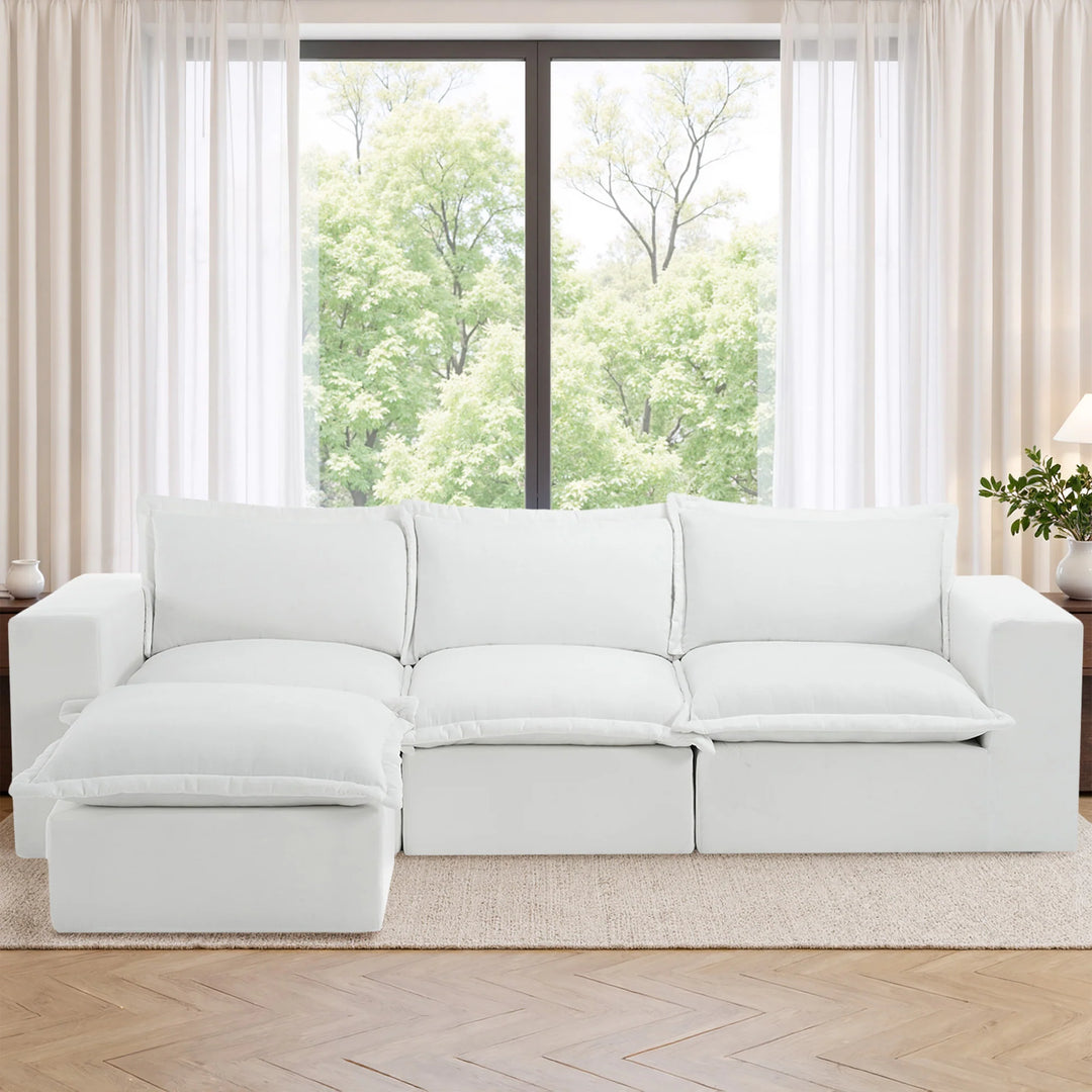 Chenille No Assembly Modular Sectional Sofa Cloud Couch with Ottoman