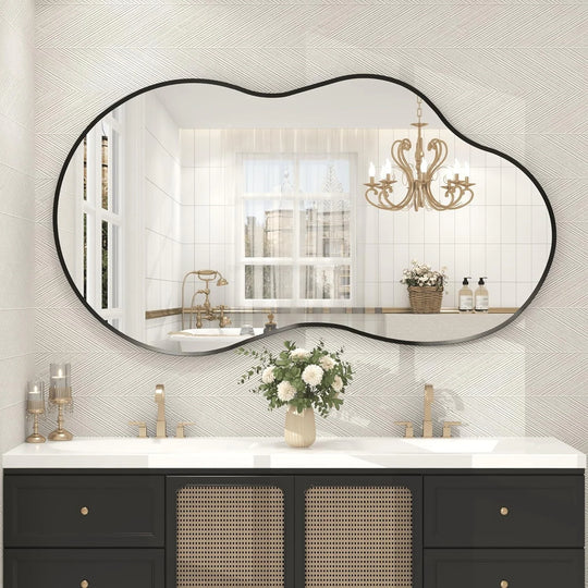 Asymmetrical Cloud High-Strength Aluminum Alloy Framed Easy French Mounted Wall Mirror