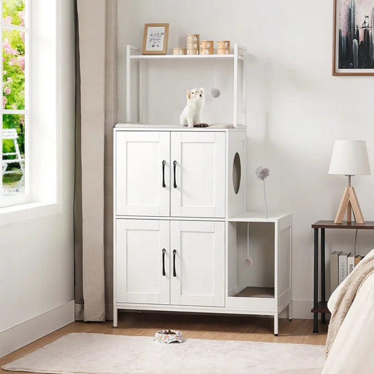 2 in 1 Hidden Cat Litter Box Enclosure Furniture