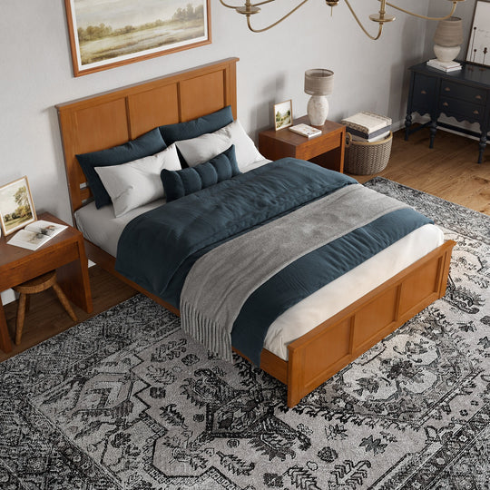 Charlotte Solid Wood Low Profile Platform Bed with Matching Footboard