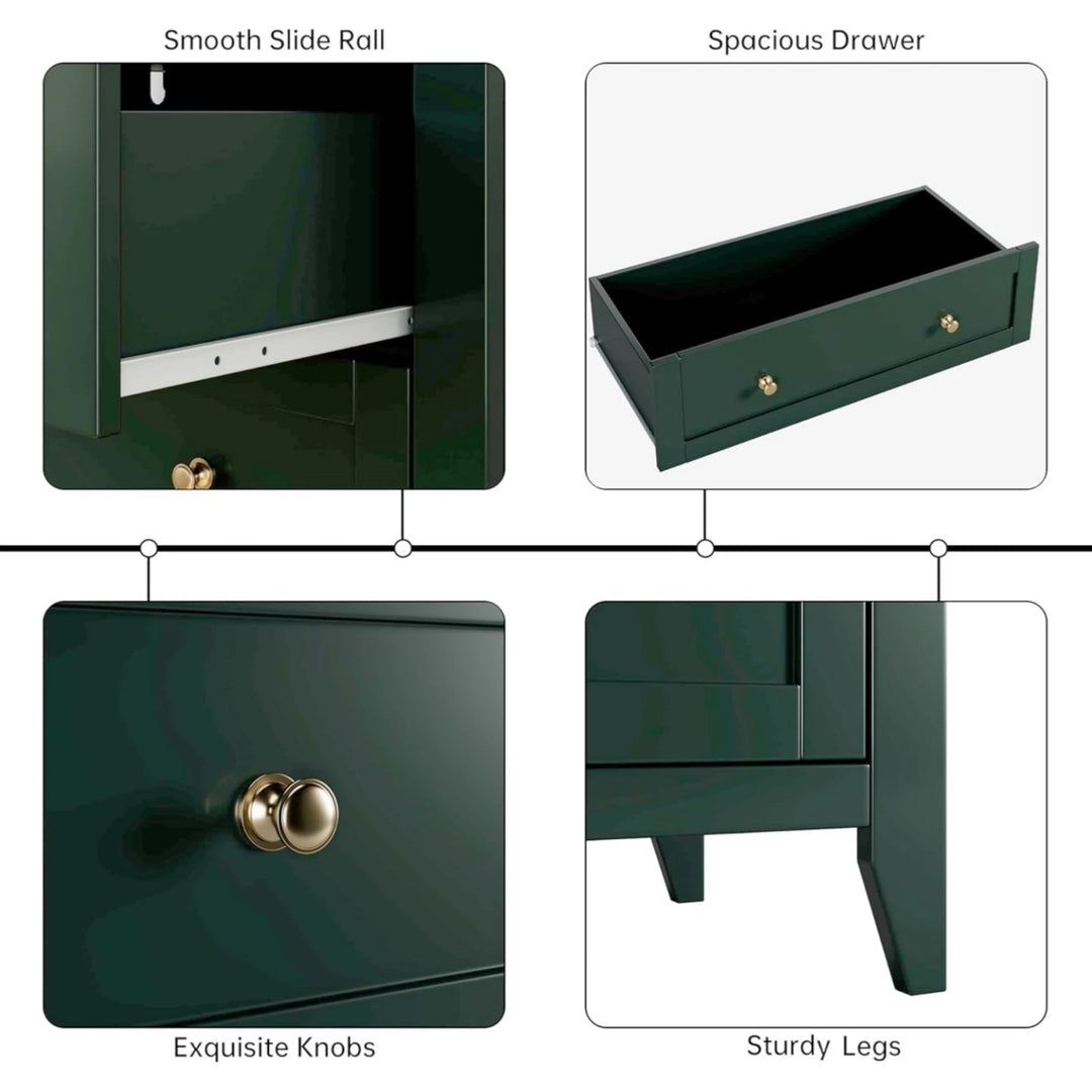 Modern Bedroom Nightstand with 5 Drawers & Metal Handles - Multifunctional Storage Cabinet,Easy Assembly for Living Room