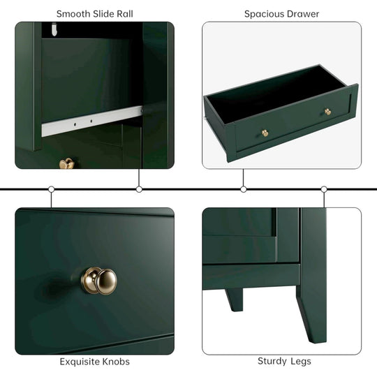 Modern Bedroom Nightstand with 5 Drawers & Metal Handles - Multifunctional Storage Cabinet,Easy Assembly for Living Room