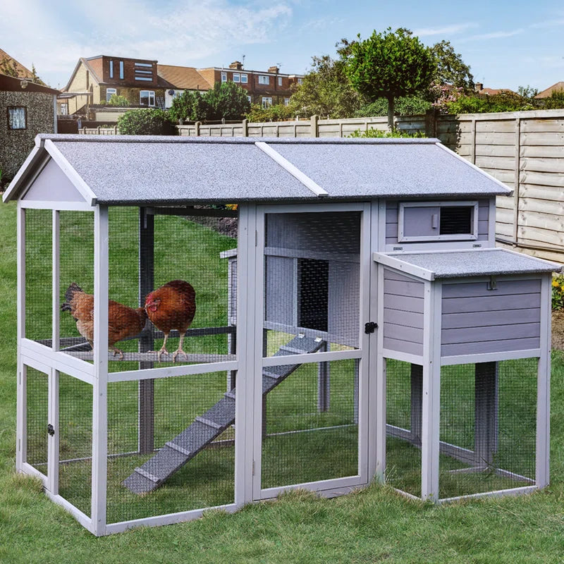 25.7 Square Feet Chicken Coop with Chicken Run for up to 10 Chickens