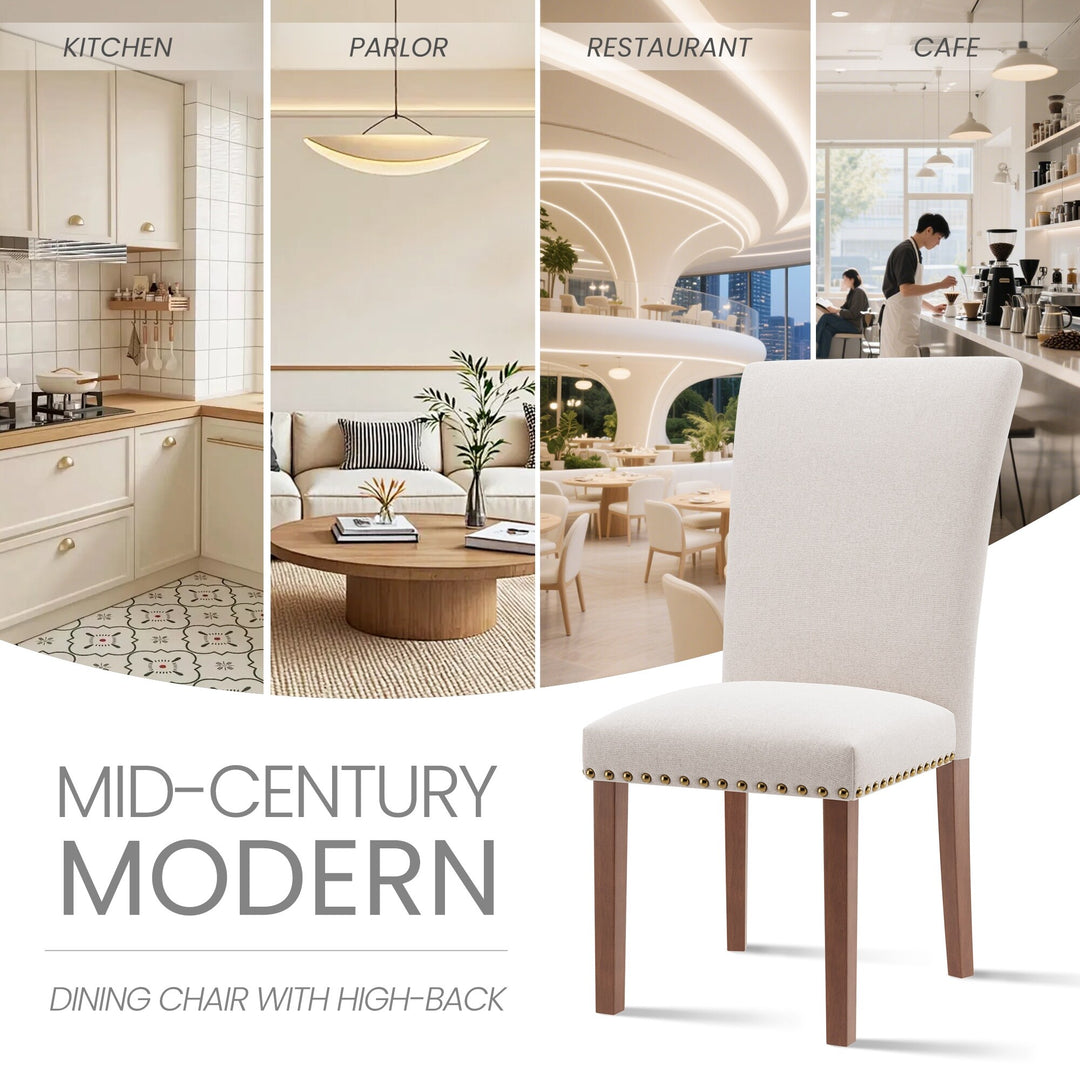 RENEWLINE Dining Chairs, Fabric with Nailhead Trim and Wood Legs