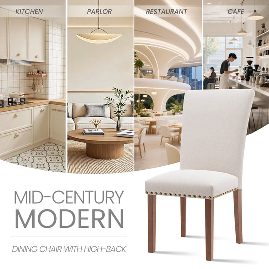 RENEWLINE Dining Chairs, Fabric with Nailhead Trim and Wood Legs