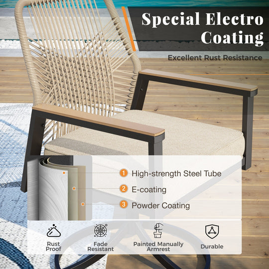 MAISON ARTS 5/7 Pieces Outdoor Dining Set, round Table and Woven Wicker Dining Chairs with Cushions