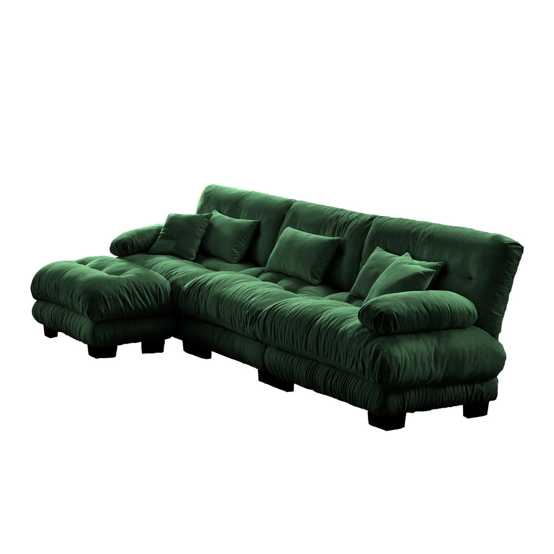 Luxury Chenille Modular Upholstered Sectional Sofa Couch with Convertible Ottoman