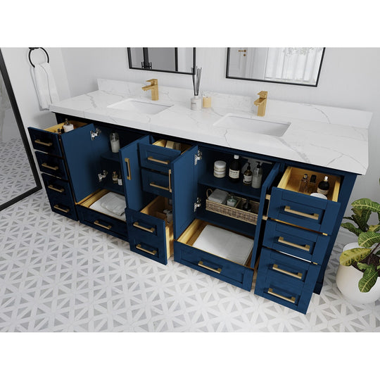 Willow Collection 84 in W X 22 in D X 36 in H Boston Double Bowl Sink Bathroom Vanity with Countertop