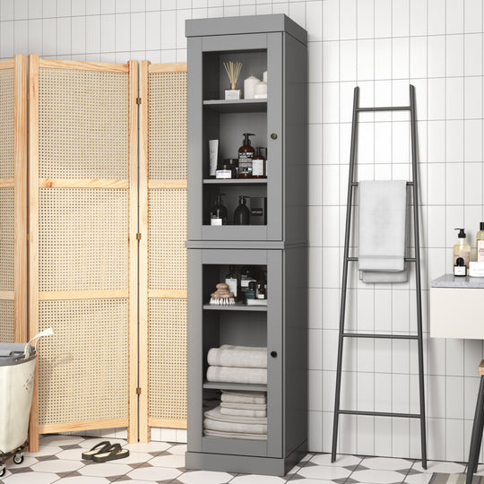 100% Solid Wood Bathroom Storage Cabinet, Adjustable Shelves, 16.5" Wide, 35.75" Tall