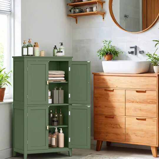 Arhavi 42.1" H Floor Storage Cabinet, Storage Unit, Freestanding Cabinet with 4 Doors