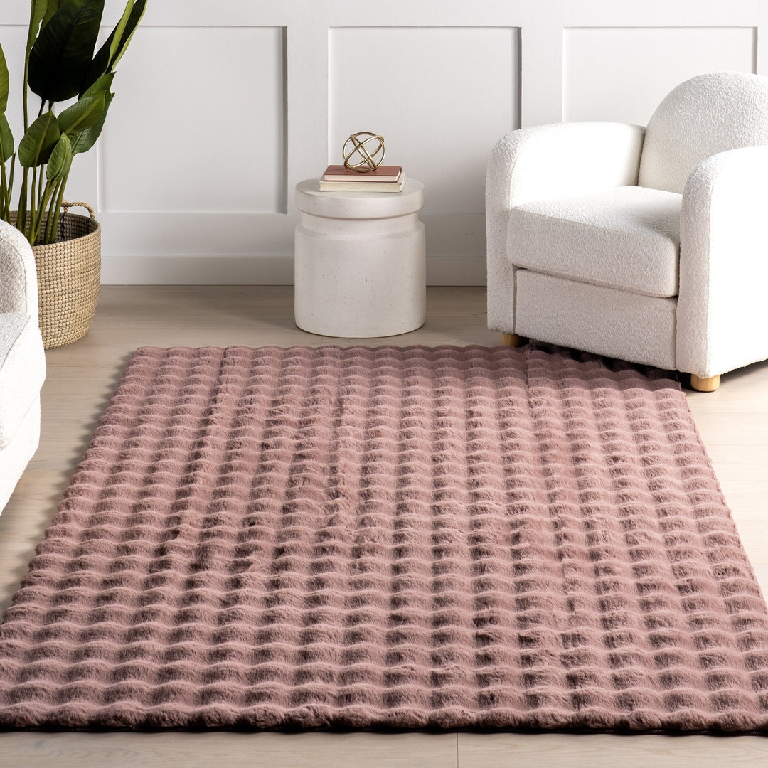 Jeni Solid Plush Machine Washable Area Rug