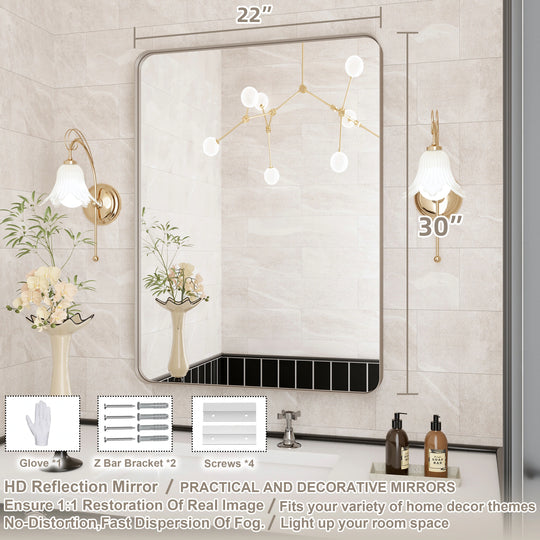Quivaraview Rectangular Aluminum Framed Bathroom Vanity Mirror