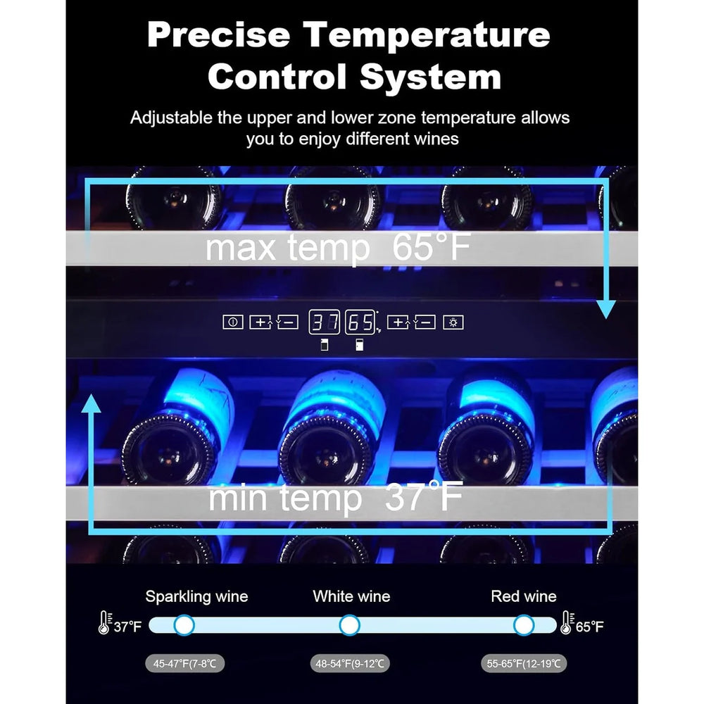 Luchar Wine Fridge 24 Inch, 46 Bottles Wine Fridge Cooler with Temperature Memory & Touchscreen Design