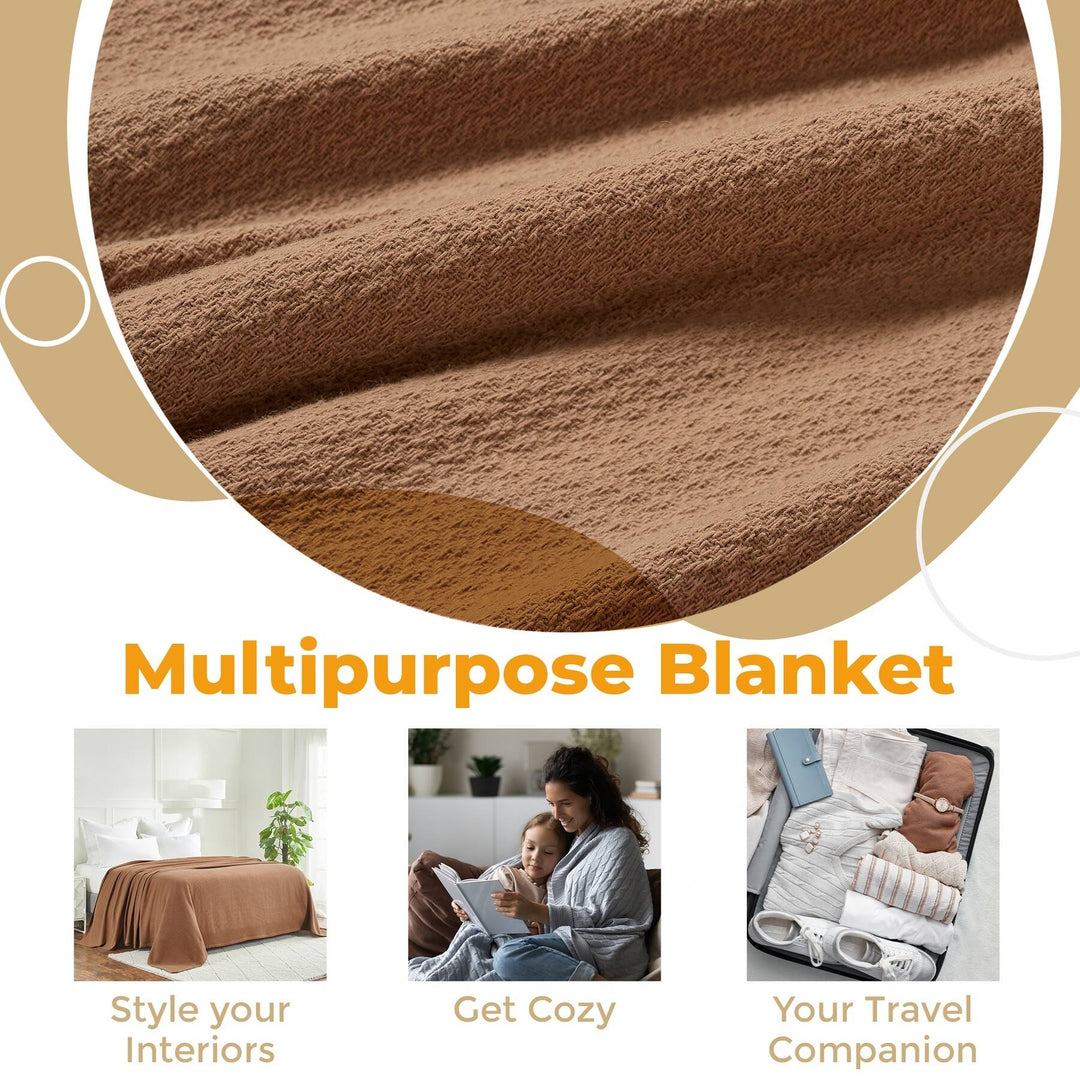 Waffle Weave Honeycomb Knit Soft Cotton Blanket