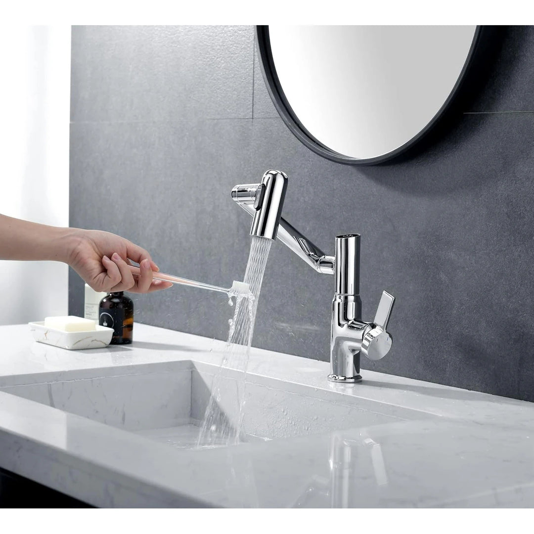 Rotatable Bathroom Faucet with Temperature Display in Fahrenheit (Batteries-Free), BF2204