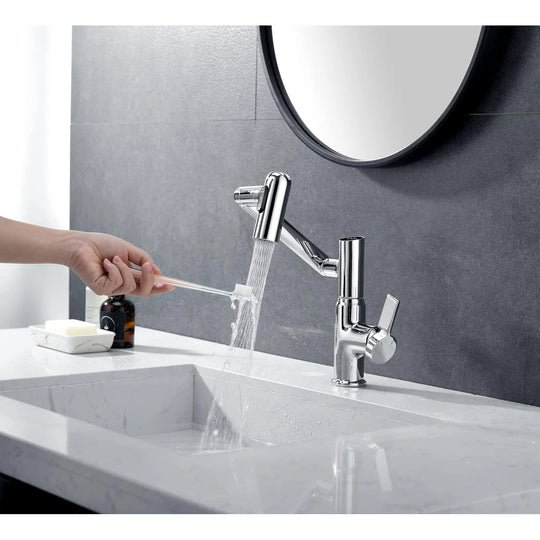 Rotatable Bathroom Faucet with Temperature Display in Fahrenheit (Batteries-Free), BF2204