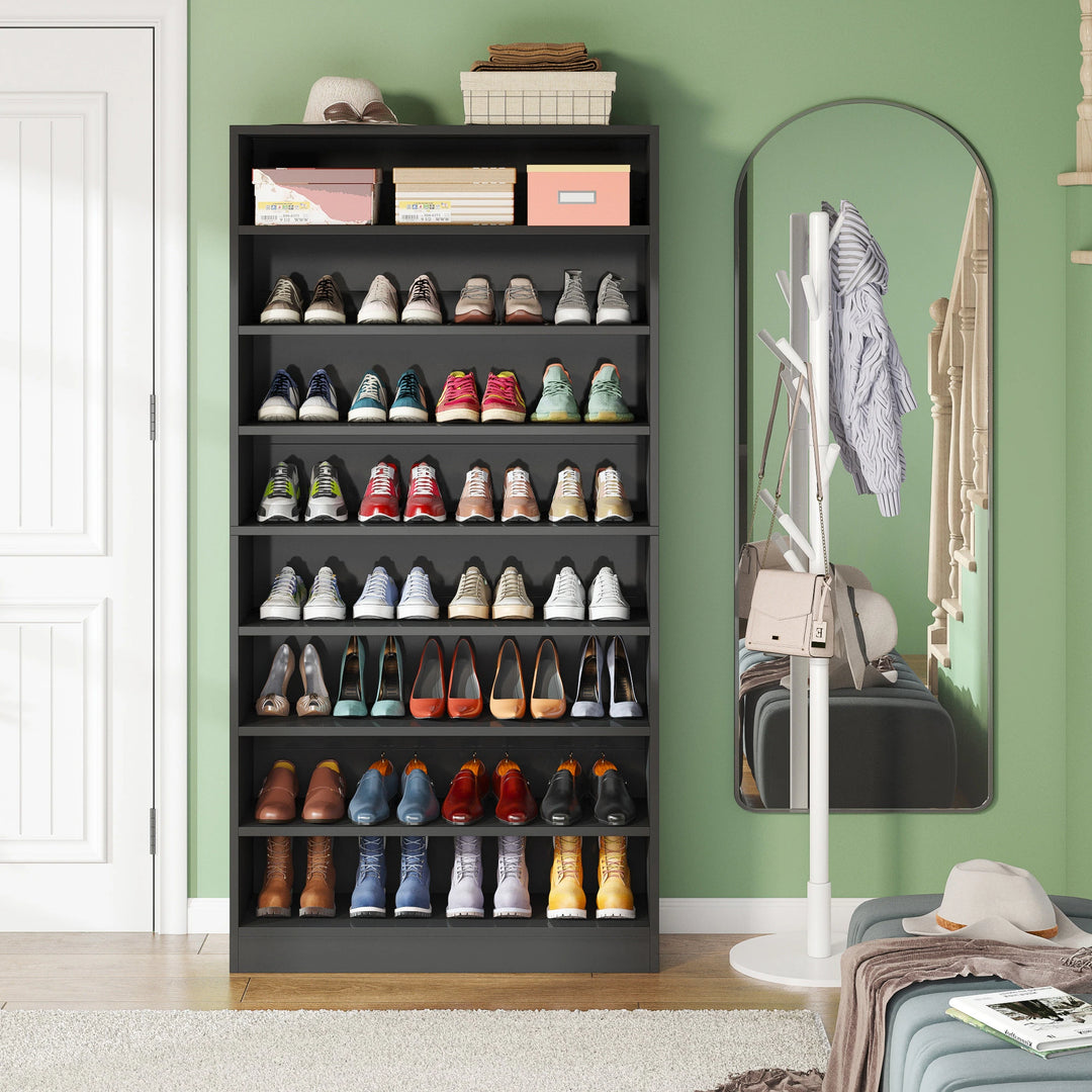 9 Tiers Shoe Cabinet, 40-45 Pairs Heavy Duty Wood Freestanding Shoe Storage Cabinet