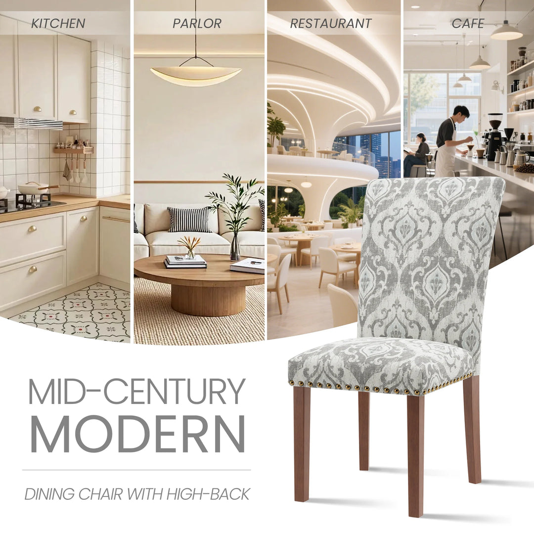 RENEWLINE Dining Chairs, Fabric with Nailhead Trim and Wood Legs