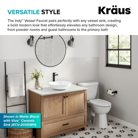 Indy Single Handle Vessel Bathroom Faucet with Pop up Drain
