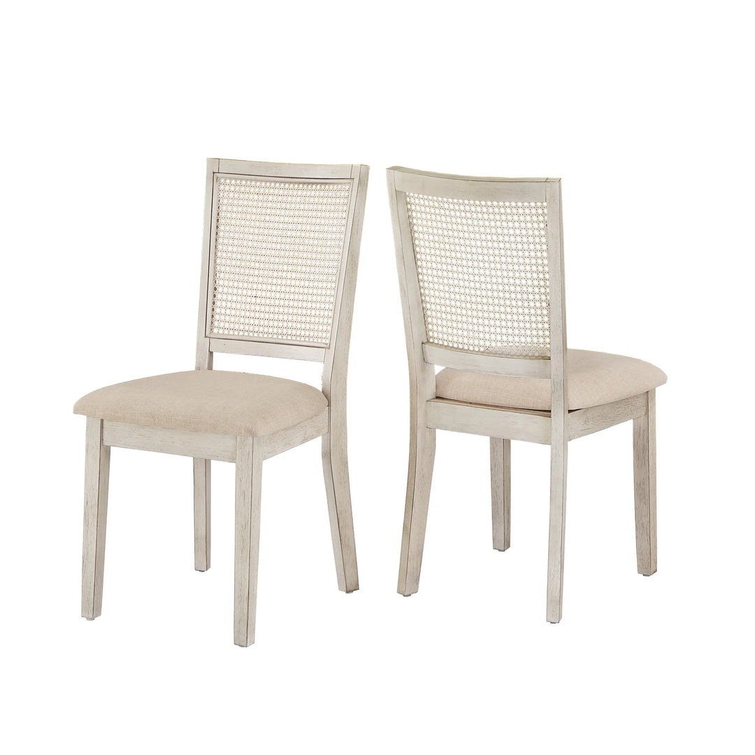 Eleanor Beige Linen Rattan Dining Chairs (Set of 2) by  Classic