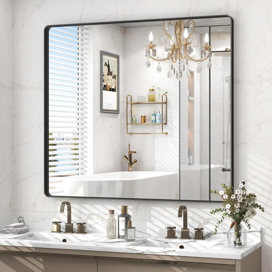 Aluminum Alloy Framed Tempered Glass Wall Decor Vanity Bathroom Mirror
