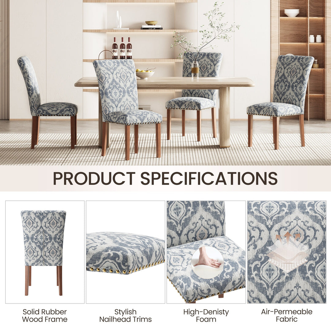 RENEWLINE Dining Chairs, Fabric with Nailhead Trim and Wood Legs