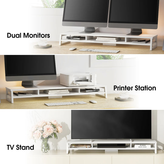 Fenge Dual Monitor Stand Riser for Desk, 42.5In Large Monitor Stand for 2 Monitor - 42.5X9.2X5.4 Inches