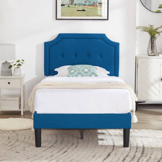 Javlergo Modern Upholstered Bed Frame with Height Adjustable Headboard Heavy-Duty Frame No Box Spring Needed