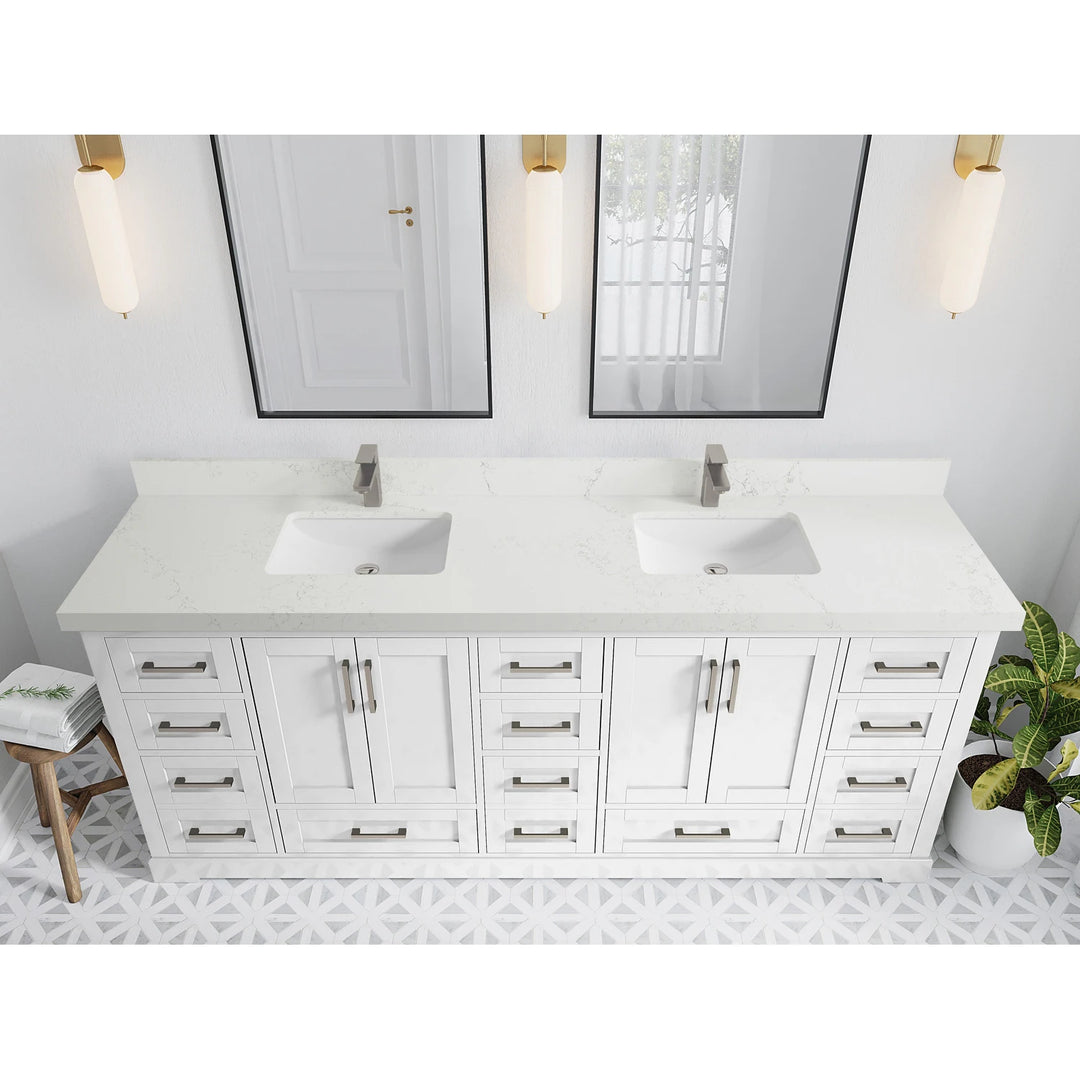 Willow Collection 84 in W X 22 in D X 36 in H Boston Double Bowl Sink Bathroom Vanity with Countertop