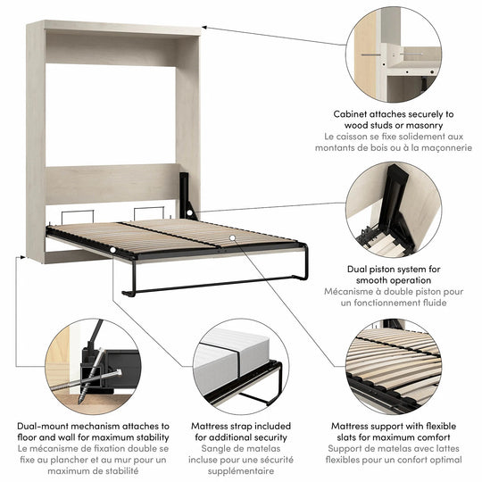 Pur 65W Queen Murphy Bed for Multipurpose Room by